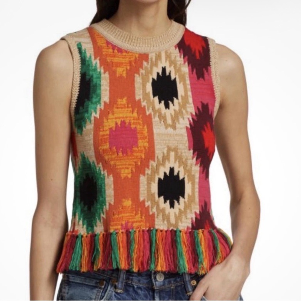 Alice + Olivia multi-color Sweater Tank with fringe